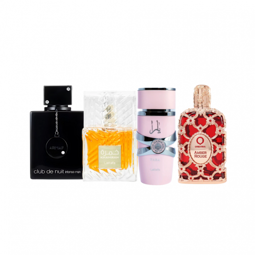🔥 COMBO 4 PERFUMES — AROMAS DE LUJO Y PRESENCIA 🔥 Khamrah + Club de Nuit + Orientica Rouge + Yara