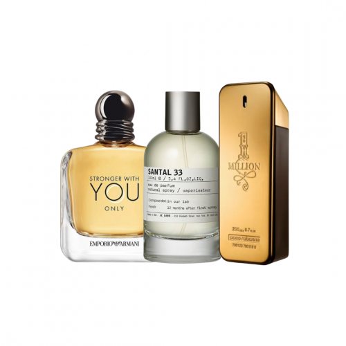 🔥 COMBO 3 PERFUMES — HOMBRE ELEGANTE Y PODEROSO 🔥 Stronger + Santal 33 + One Million