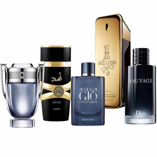 🔥 COMBO 5 PERFUMES — HOMBRE INTENSO 🔥 Asad + One Million + Sauvage + Profondo + Invictus