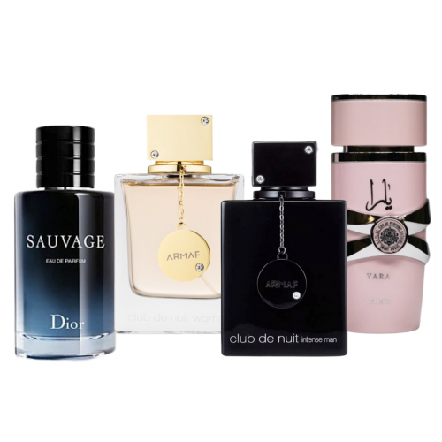 🔥 COMBO 4 PERFUMES — IMPACTO Y ELEGANCIA 🔥 Sauvage + Club + Yara + Club Dama