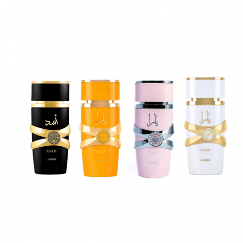🔥  4 PERFUMES LATTAFA 100ML — AROMAS ÁRABES PREMIUM 🔥 Asad + Yara Tous + Yara Rosa + Yara Blanco