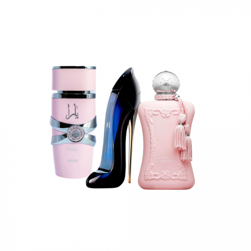 🔥 COMBO 3 PERFUMES — DAMA ELEGANTE Y SOFISTICADA 🔥 Yara Lattafa + Good Girl + Delina