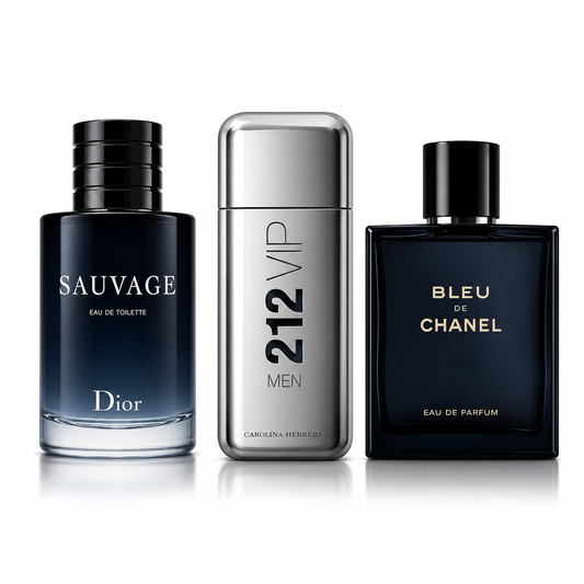 🔥 COMBO 3 PERFUMES — HOMBRE DE PRESENCIA 🔥 Sauvage + 212 VIP + Bleu